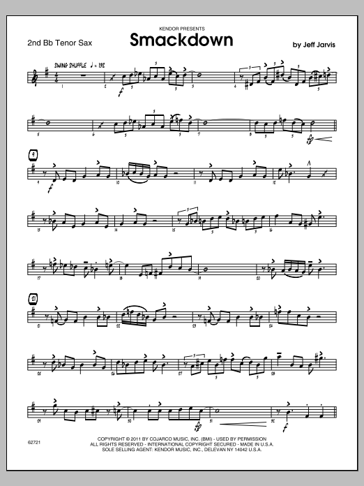 Download Jarvis Smackdown - Tenor Sax 2 Sheet Music