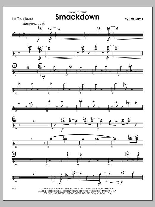 Download Jarvis Smackdown - Trombone 1 Sheet Music