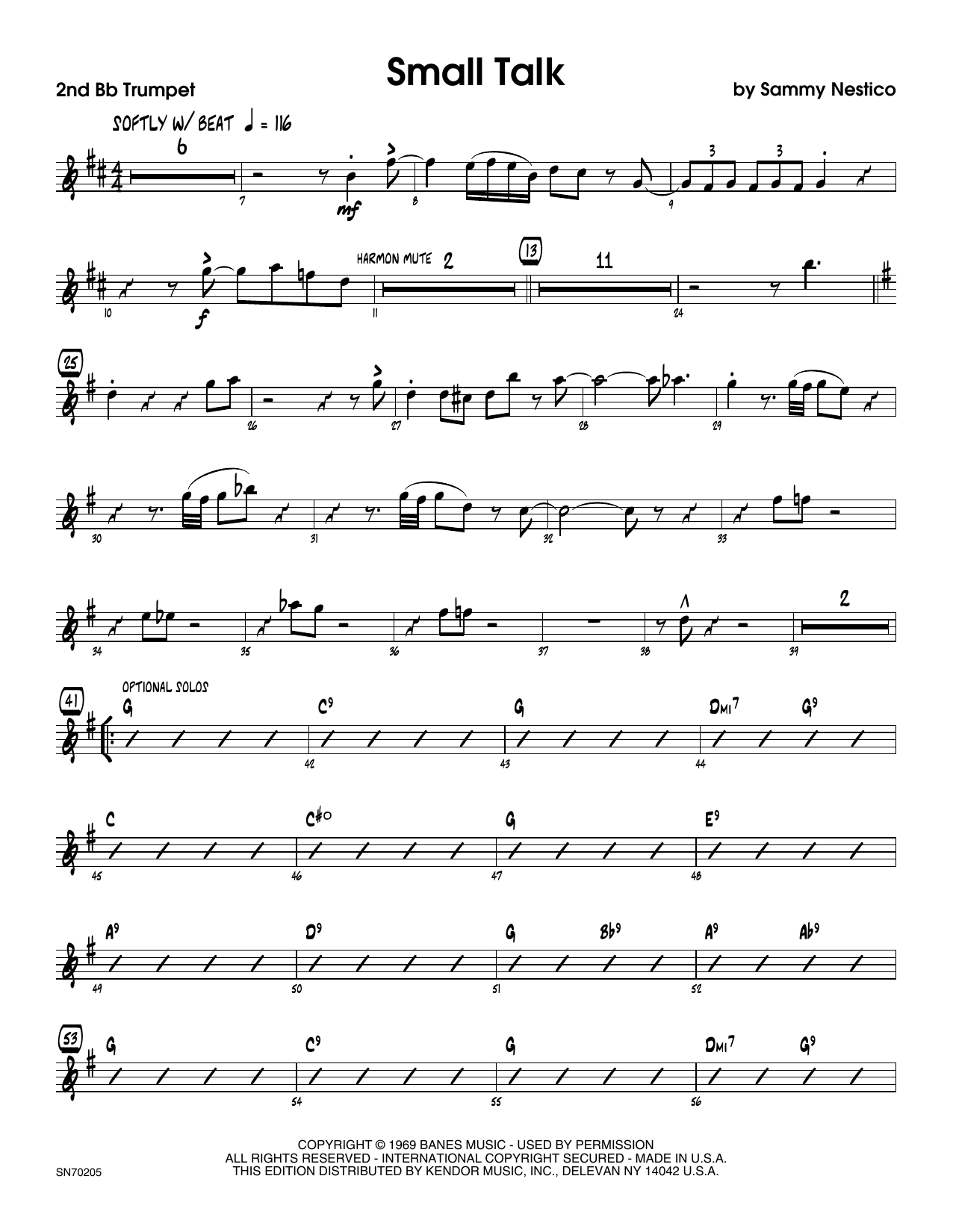 Download Sammy Nestico Small Talk - 2nd Bb Trumpet Sheet Music