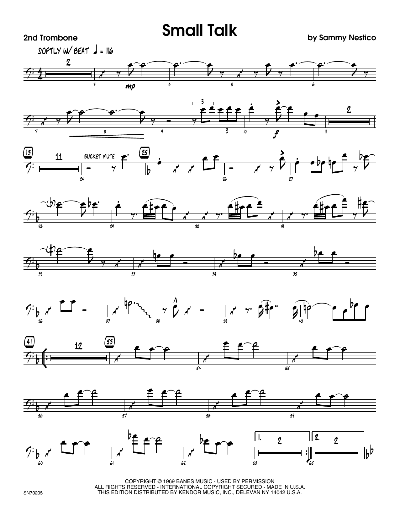 Download Sammy Nestico Small Talk - 2nd Trombone Sheet Music
