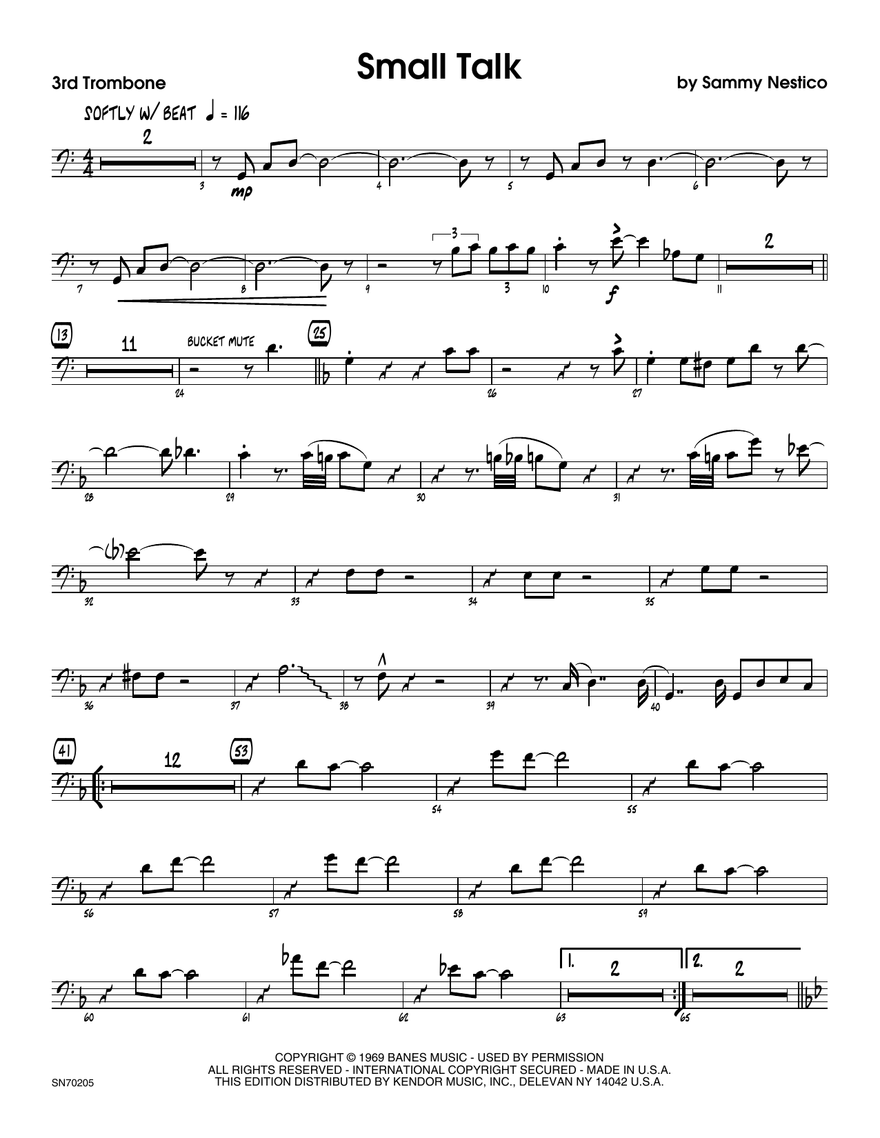 Download Sammy Nestico Small Talk - 3rd Trombone Sheet Music