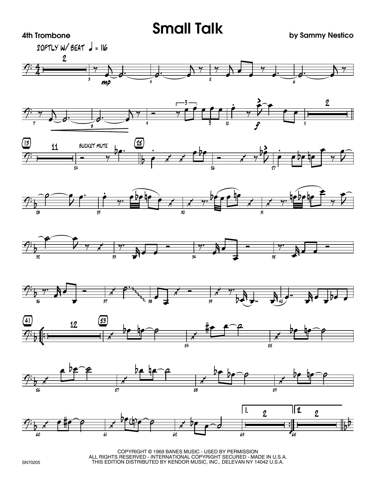 Download Sammy Nestico Small Talk - 4th Trombone Sheet Music