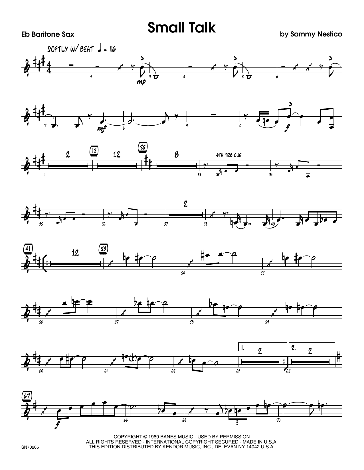 Download Sammy Nestico Small Talk - Eb Baritone Saxophone Sheet Music
