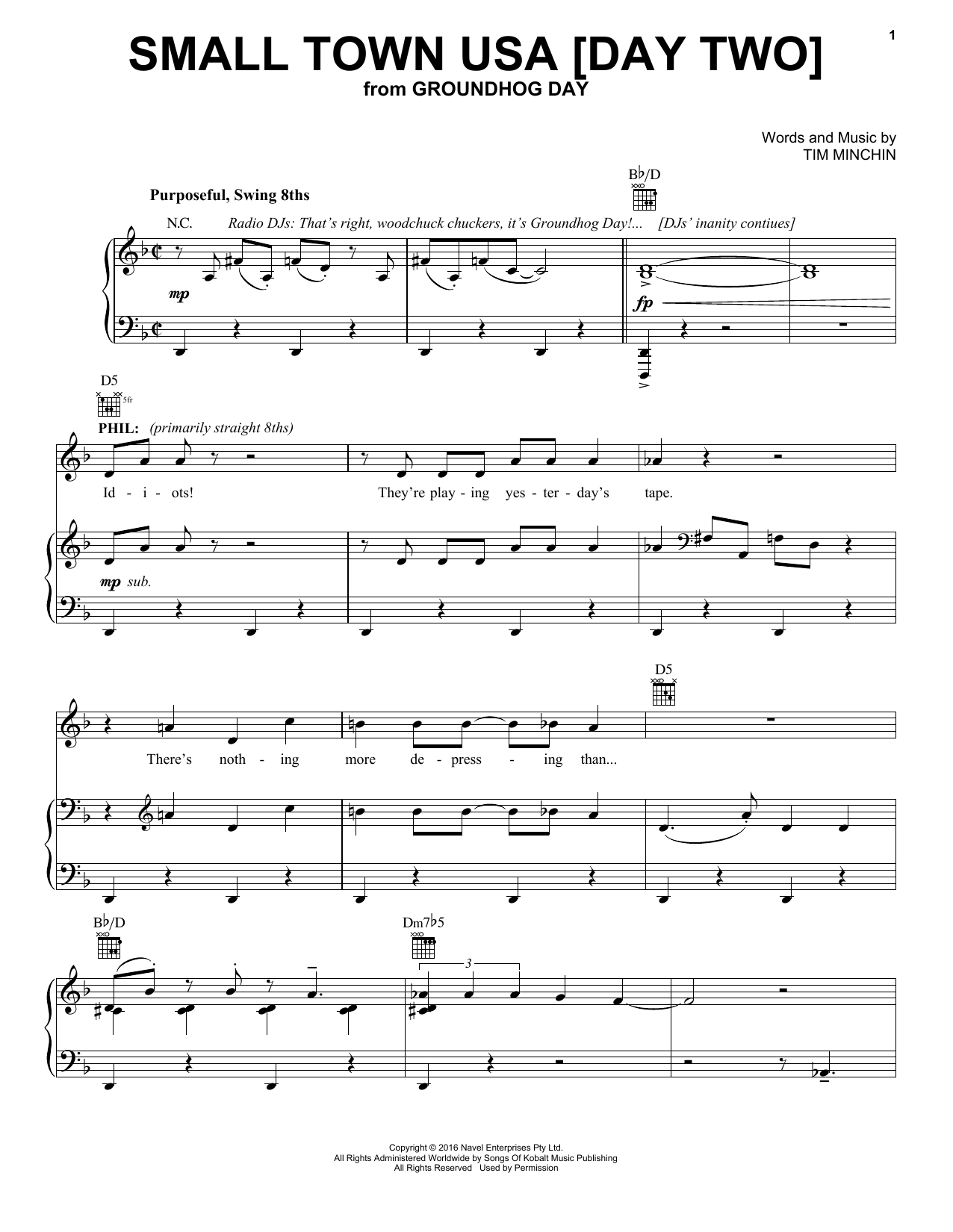 Download Tim Minchin Small Town USA [Day Two] (from Groundho Sheet Music