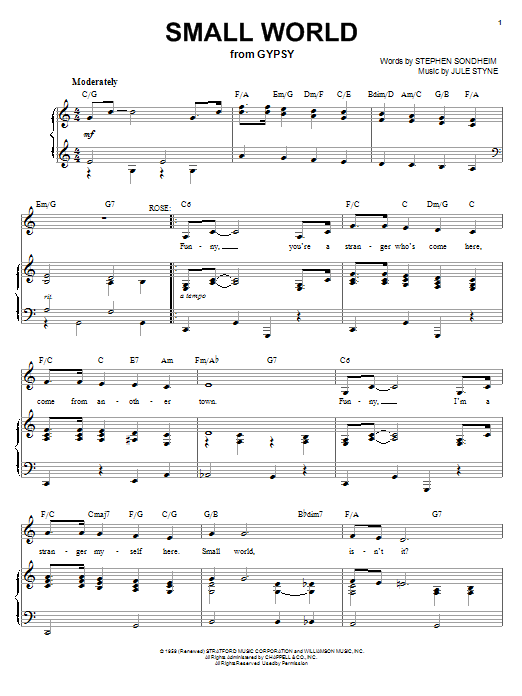 Stephen Sondheim Small World sheet music notes printable PDF score