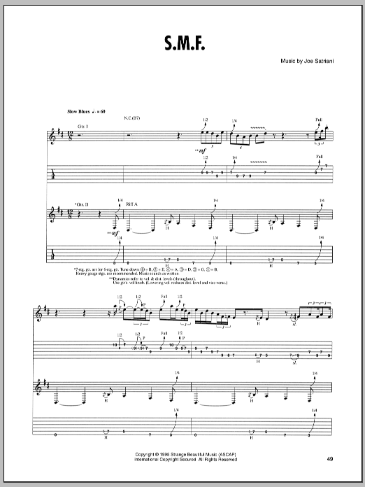 Download Joe Satriani S.M.F. Sheet Music