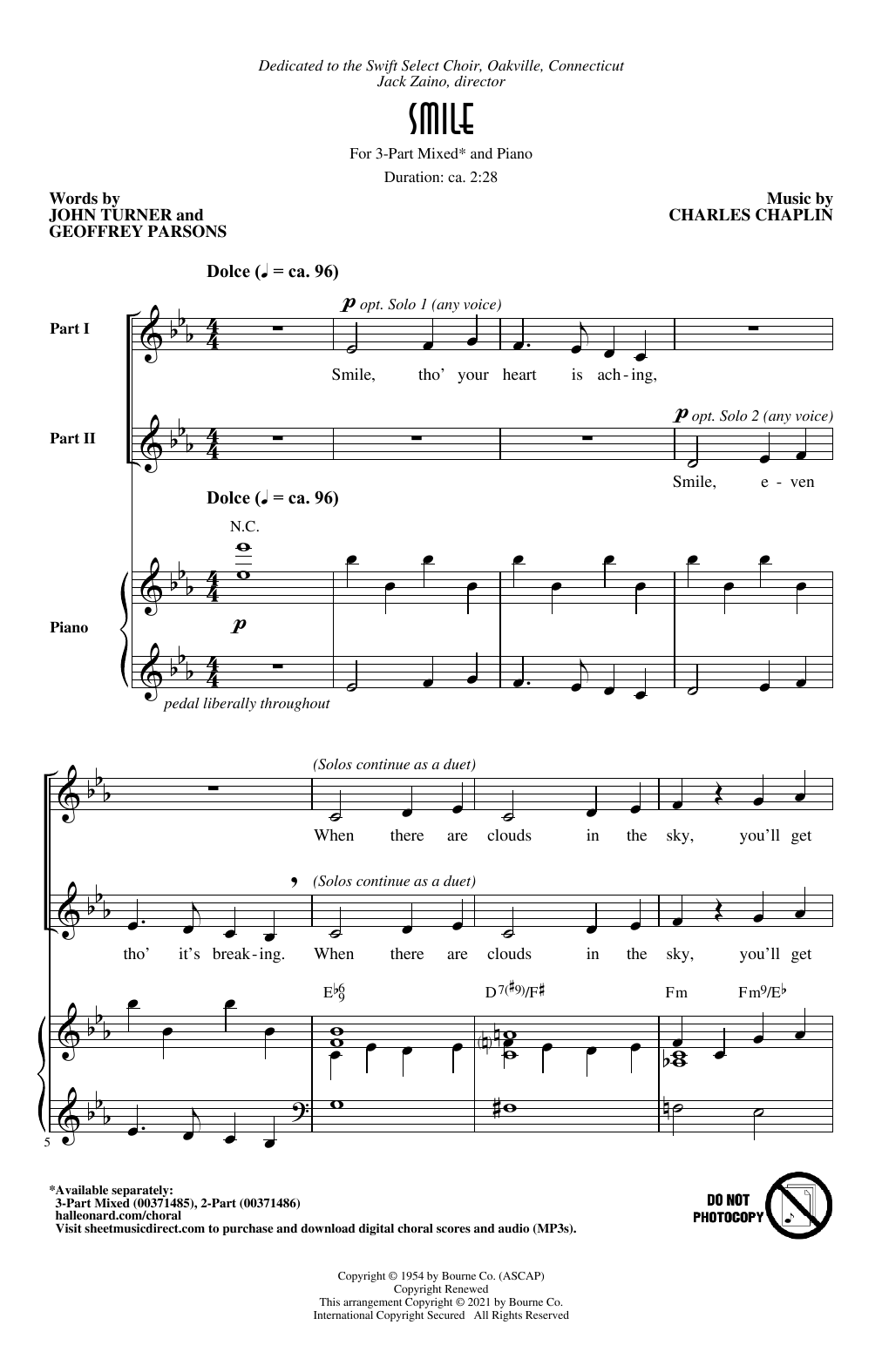 Download Charles Chaplin Smile (arr. Roger Emerson) Sheet Music