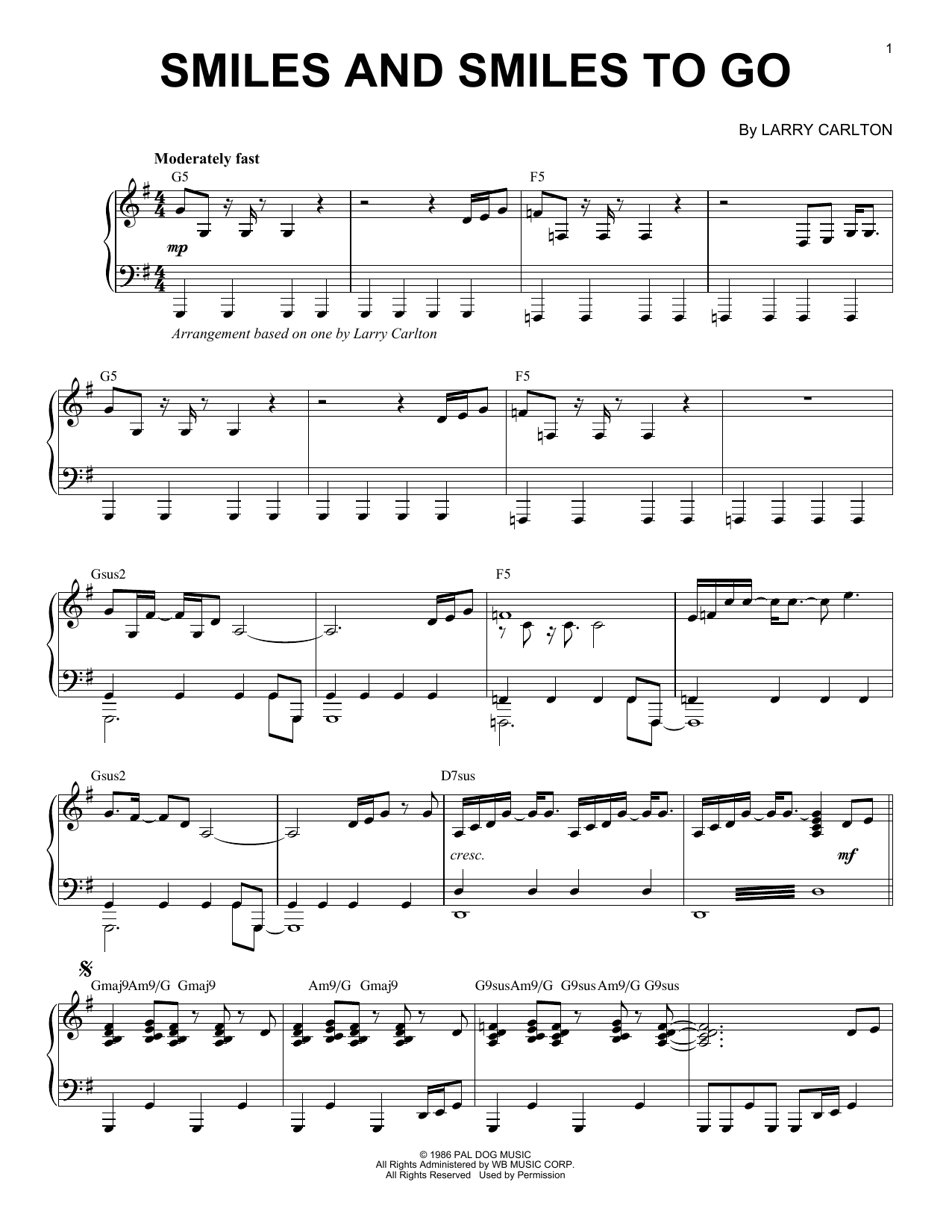 Download Larry Carlton Smiles And Smiles To Go Sheet Music