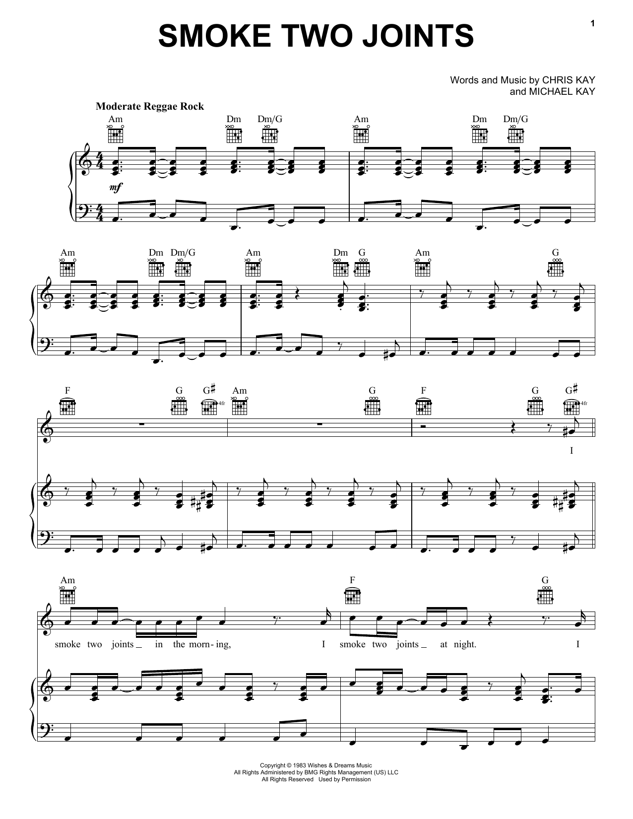 Download Sublime Smoke Two Joints Sheet Music
