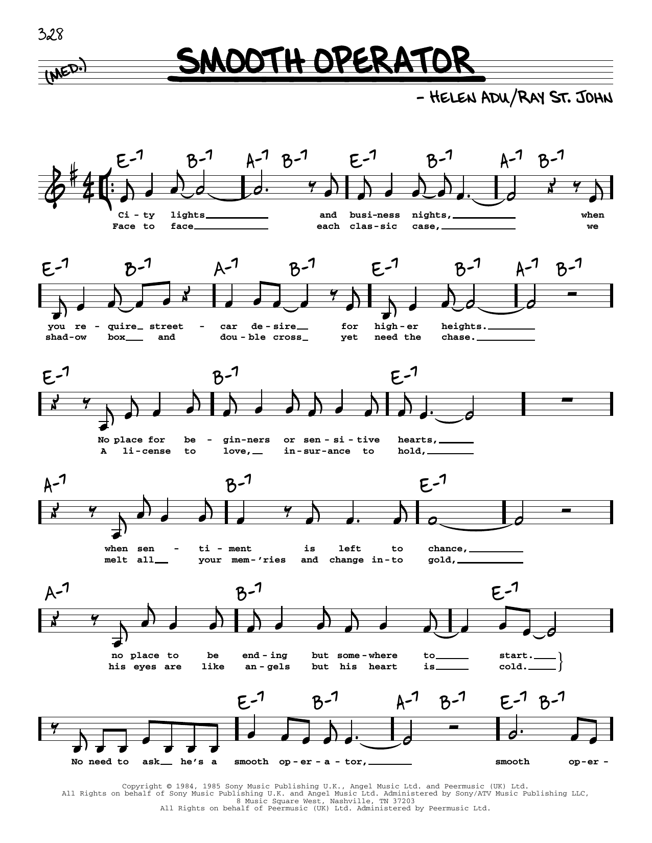 Sade Smooth Operator (Low Voice) sheet music notes printable PDF score