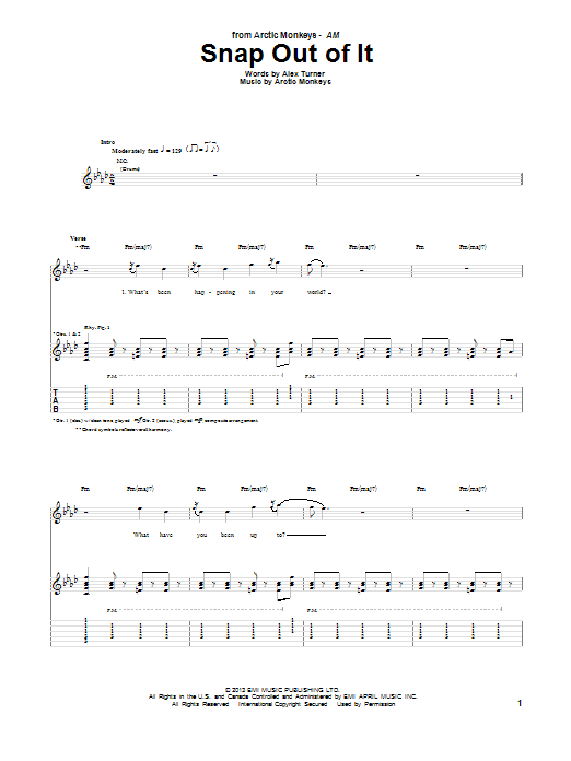 Download Arctic Monkeys Snap Out Of It Sheet Music