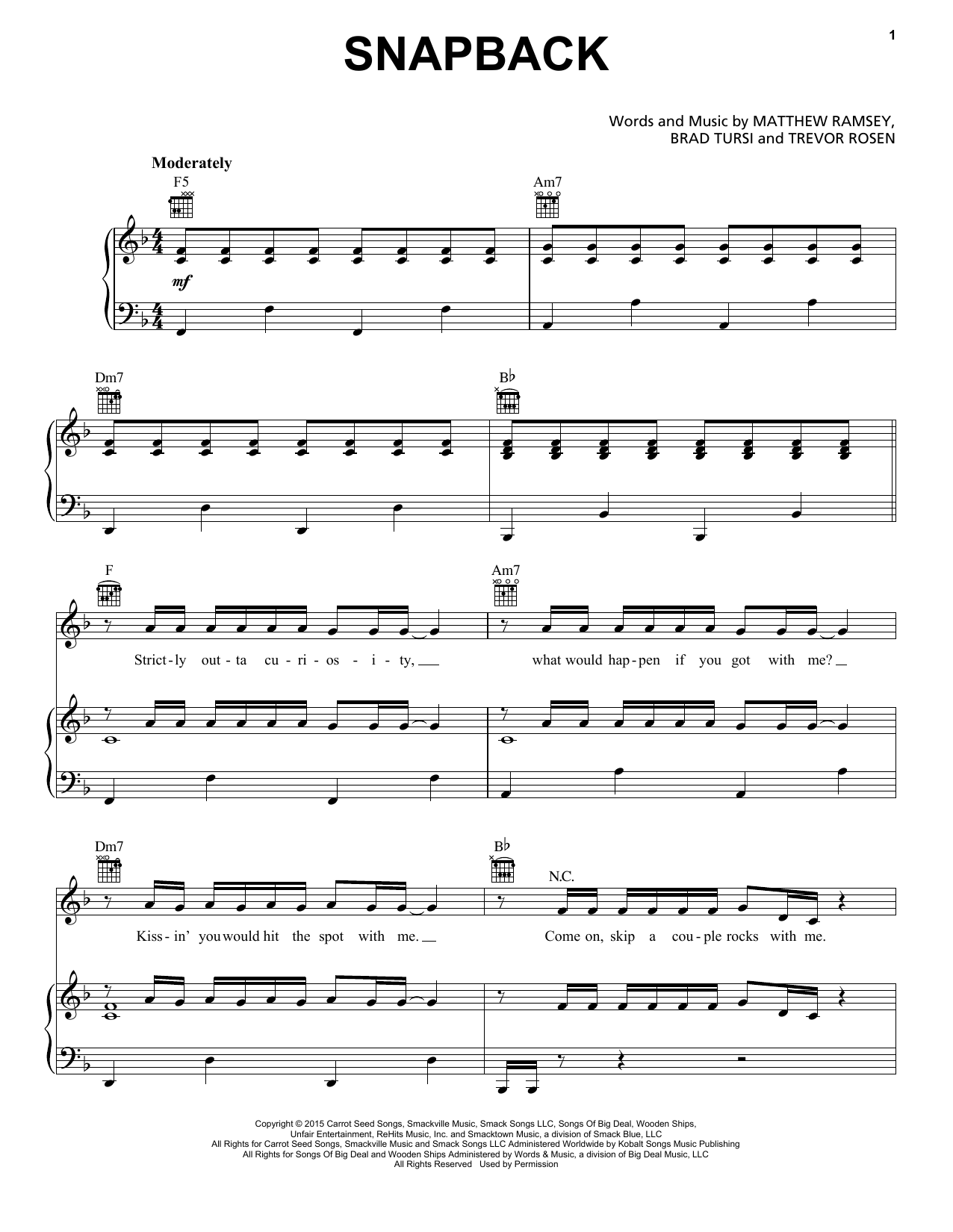 Download Old Dominion Snapback Sheet Music