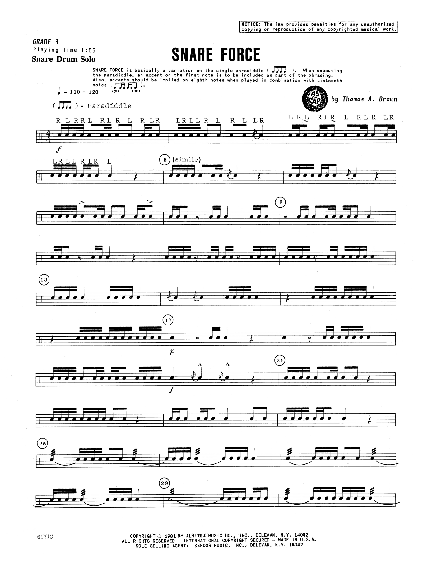 Download Tom Brown Snare Force Sheet Music