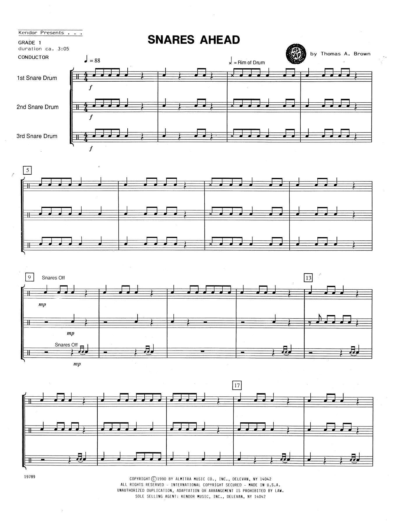 Download Thomas A Brown Snares Ahead - Full Score Sheet Music