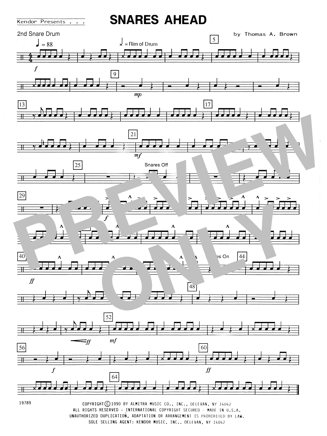Download Thomas A Brown Snares Ahead - Percussion 2 Sheet Music