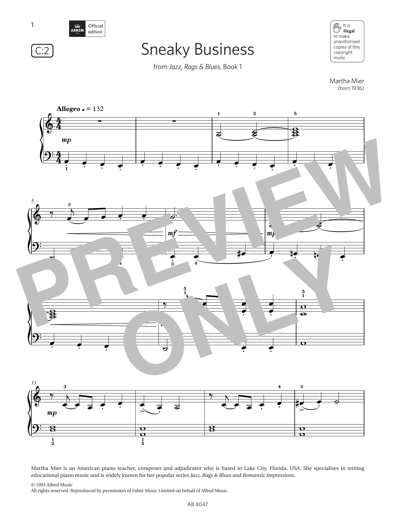 Download Martha Mier Sneaky Business (Grade 1, list C2, from Sheet Music