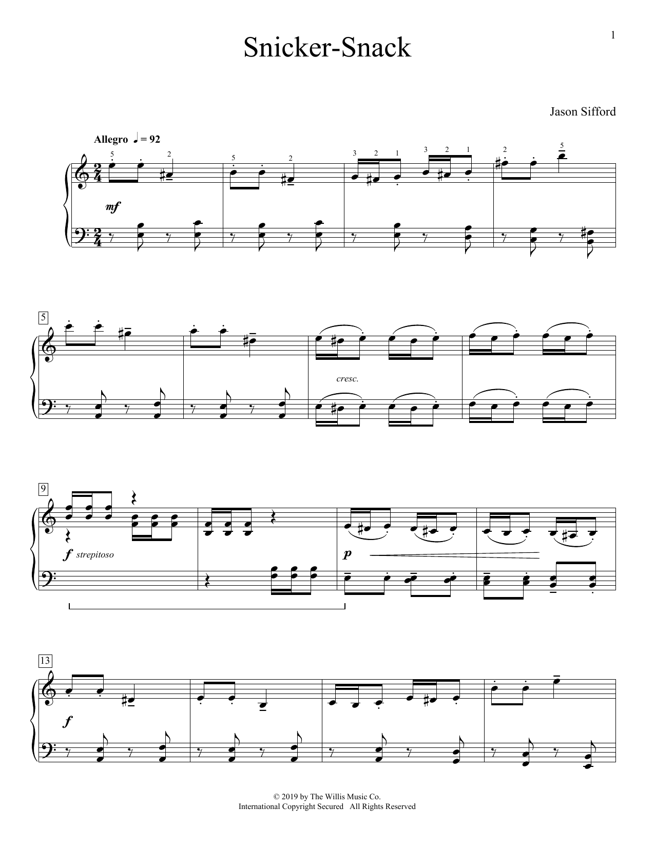 Download Jason Sifford Snicker-Snack Sheet Music
