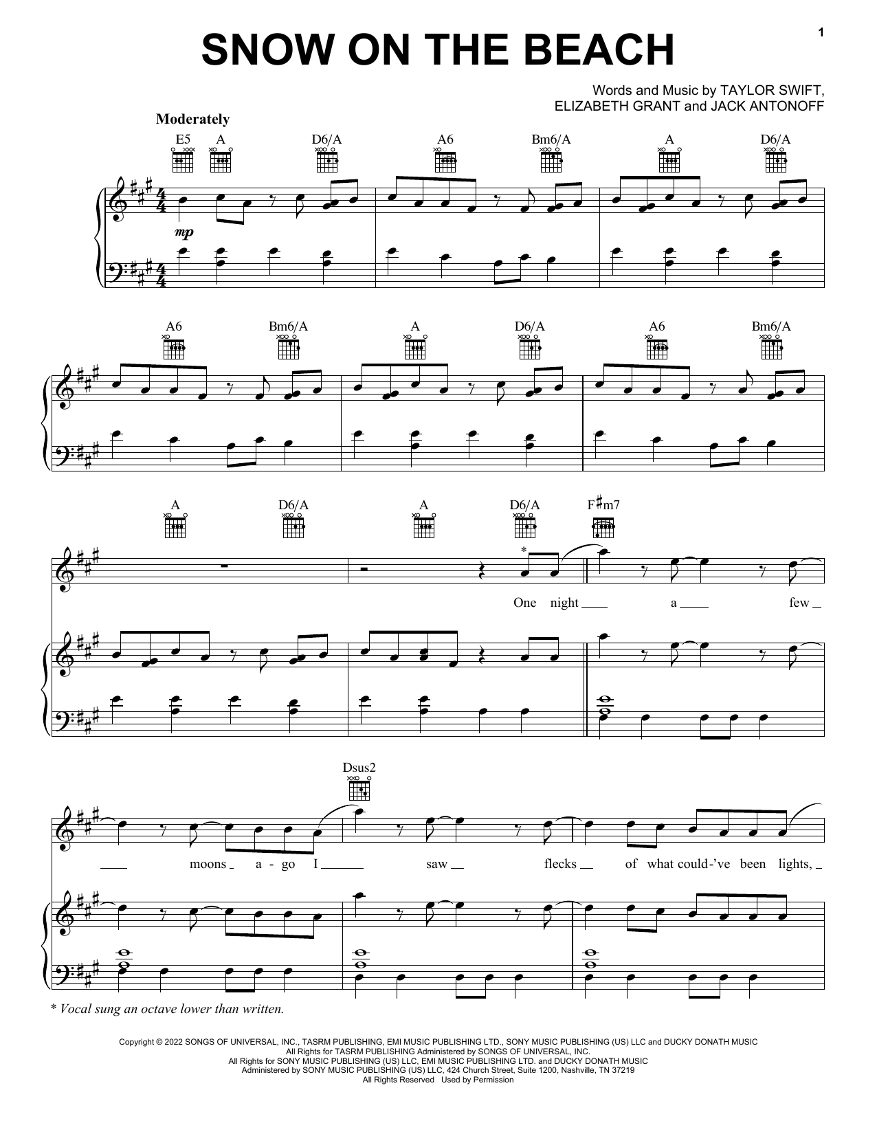 Download Taylor Swift Snow On The Beach (feat. Lana Del Rey) Sheet Music