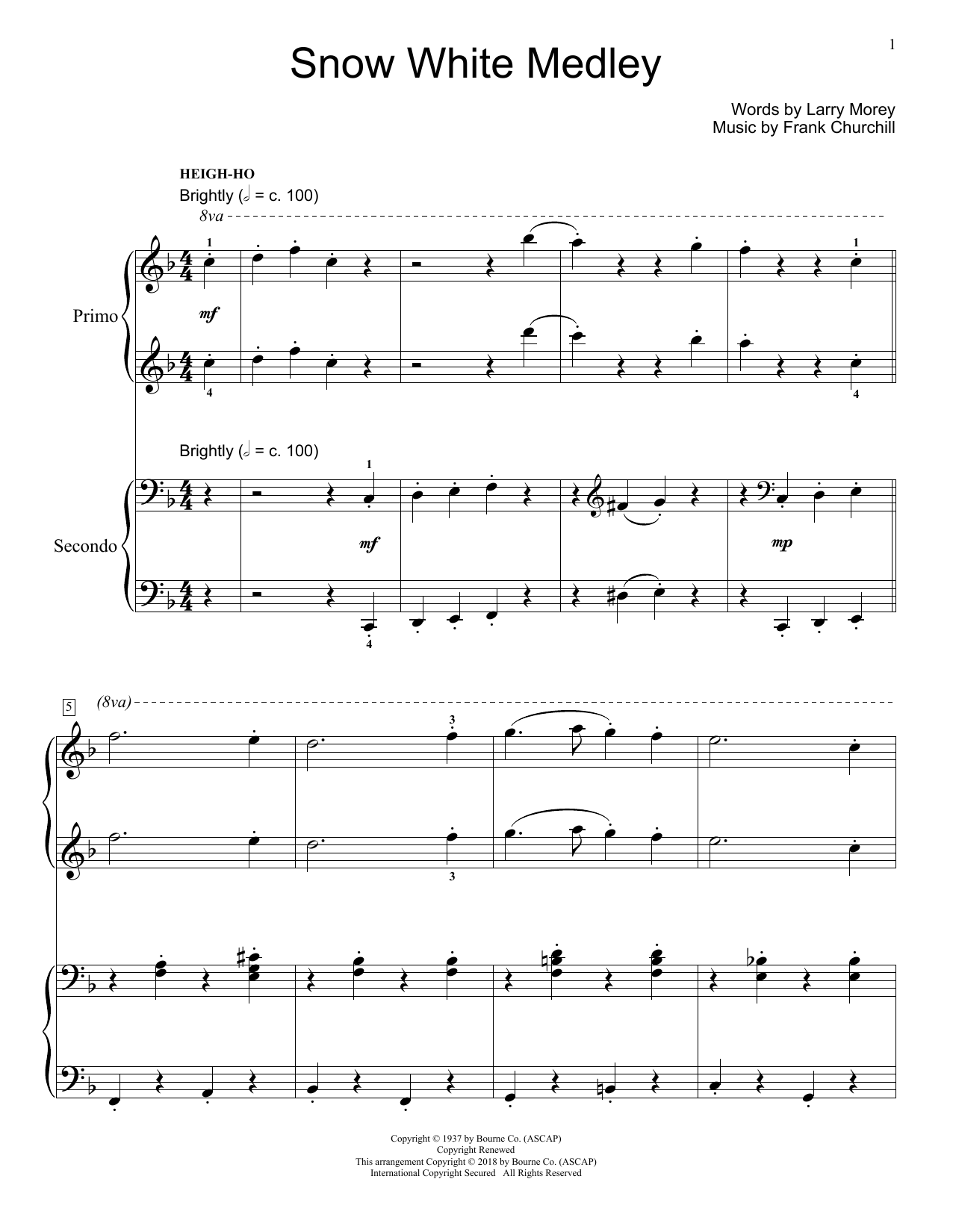 Download Jennifer and Mike Watts Snow White Medley Sheet Music