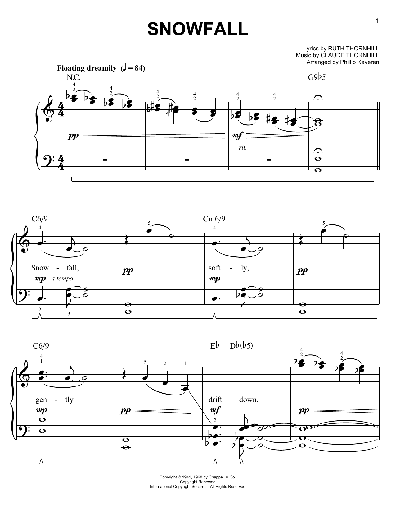 Download Tony Bennett Snowfall [Jazz version] (arr. Phillip K Sheet Music