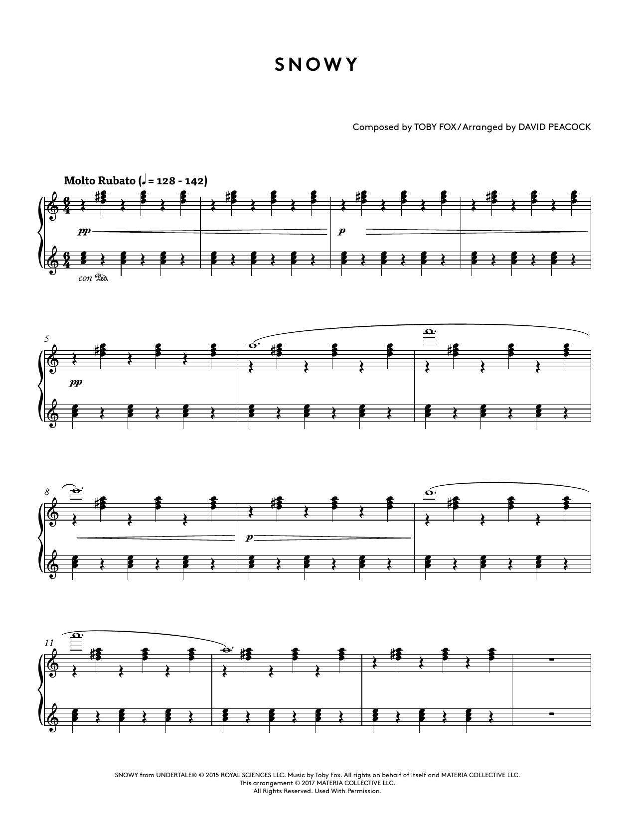 Download Toby Fox Snowy (from Undertale Piano Collections Sheet Music