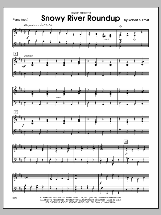 Download Frost Snowy River Roundup - Piano Sheet Music