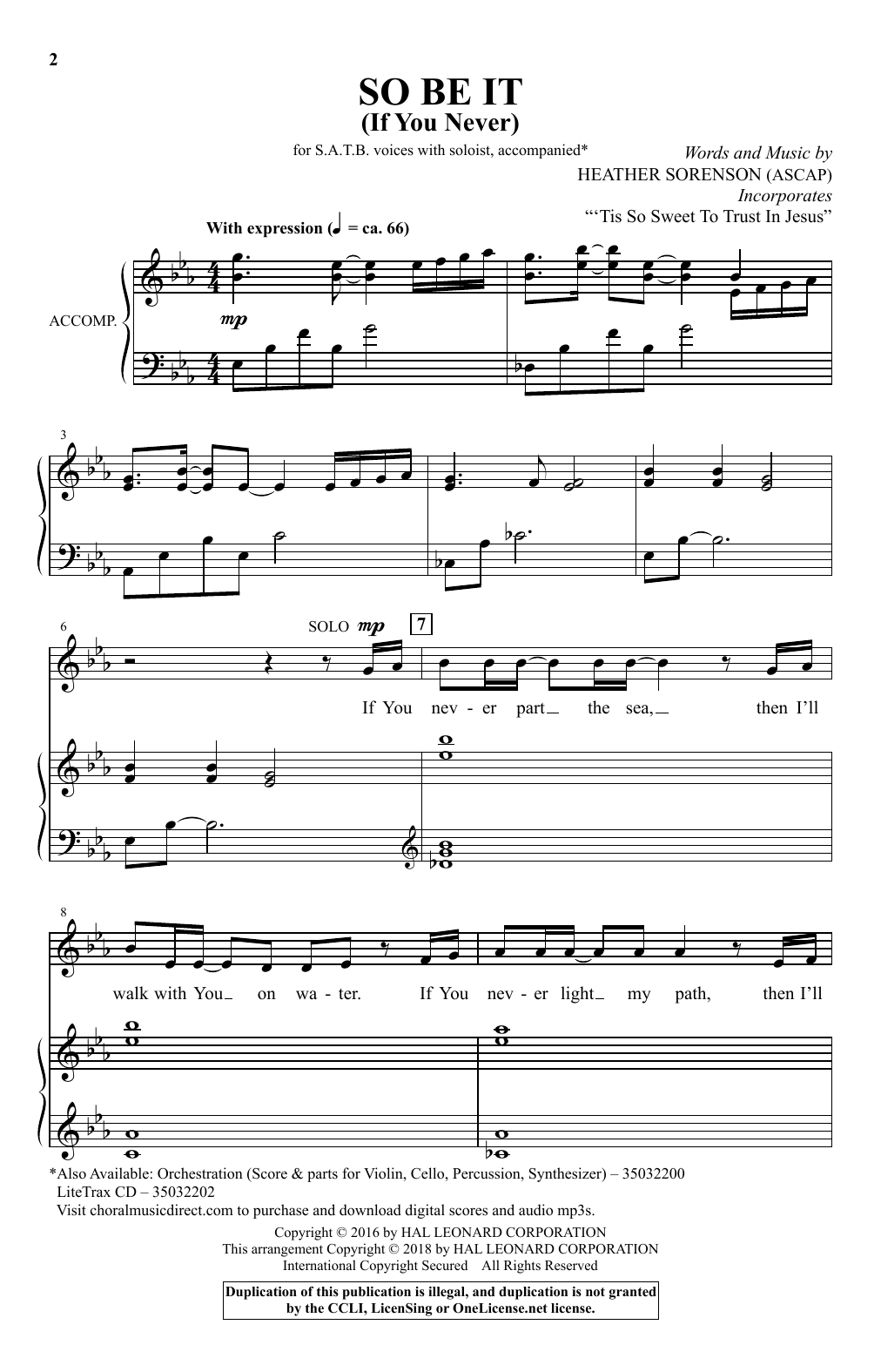 Download Heather Sorenson So Be It (If You Never) Sheet Music