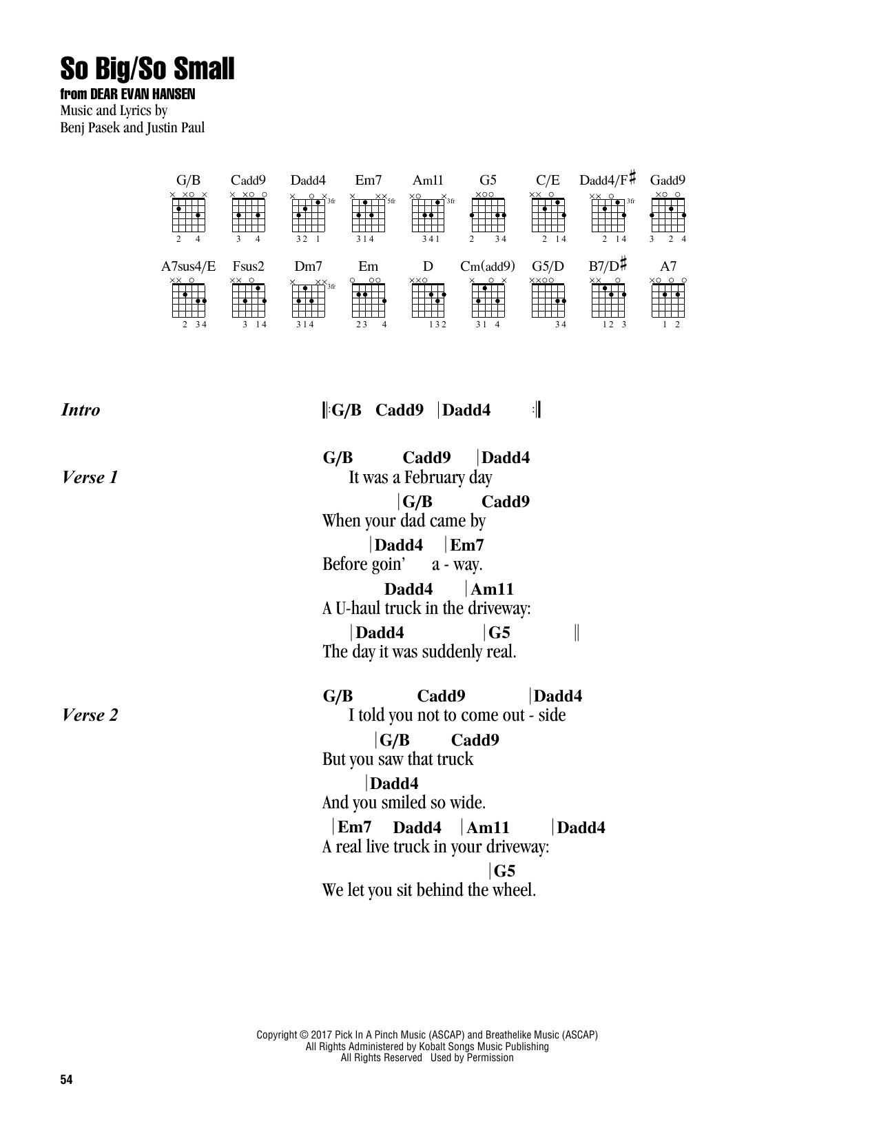 Download Pasek & Paul So Big/So Small (from Dear Evan Hansen) Sheet Music