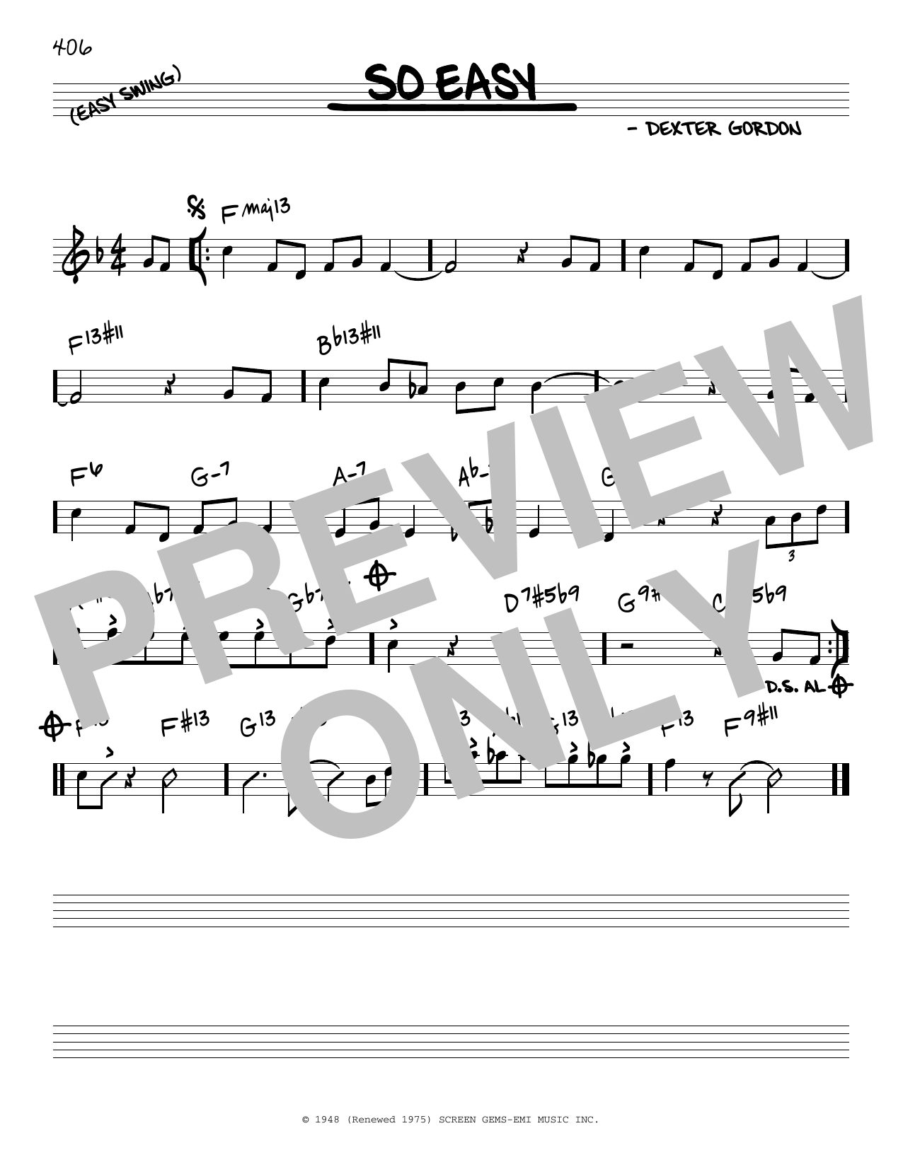 Download Dexter Gordon So Easy Sheet Music