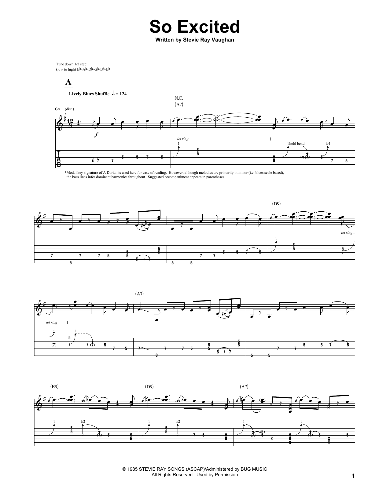 Download Stevie Ray Vaughan So Excited Sheet Music