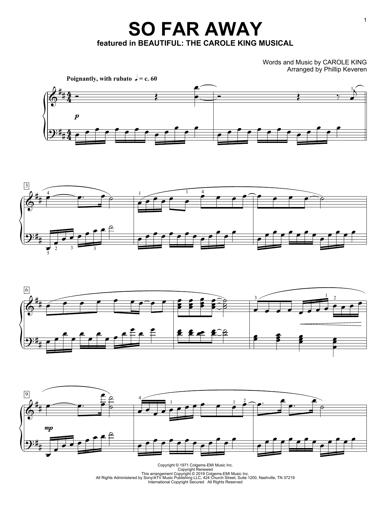 Download Carole King So Far Away [Classical version] (from B Sheet Music