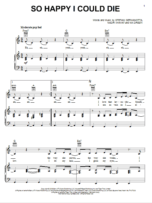 Download Lady Gaga So Happy I Could Die Sheet Music