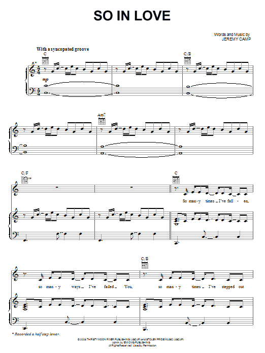 Download Jeremy Camp So In Love Sheet Music