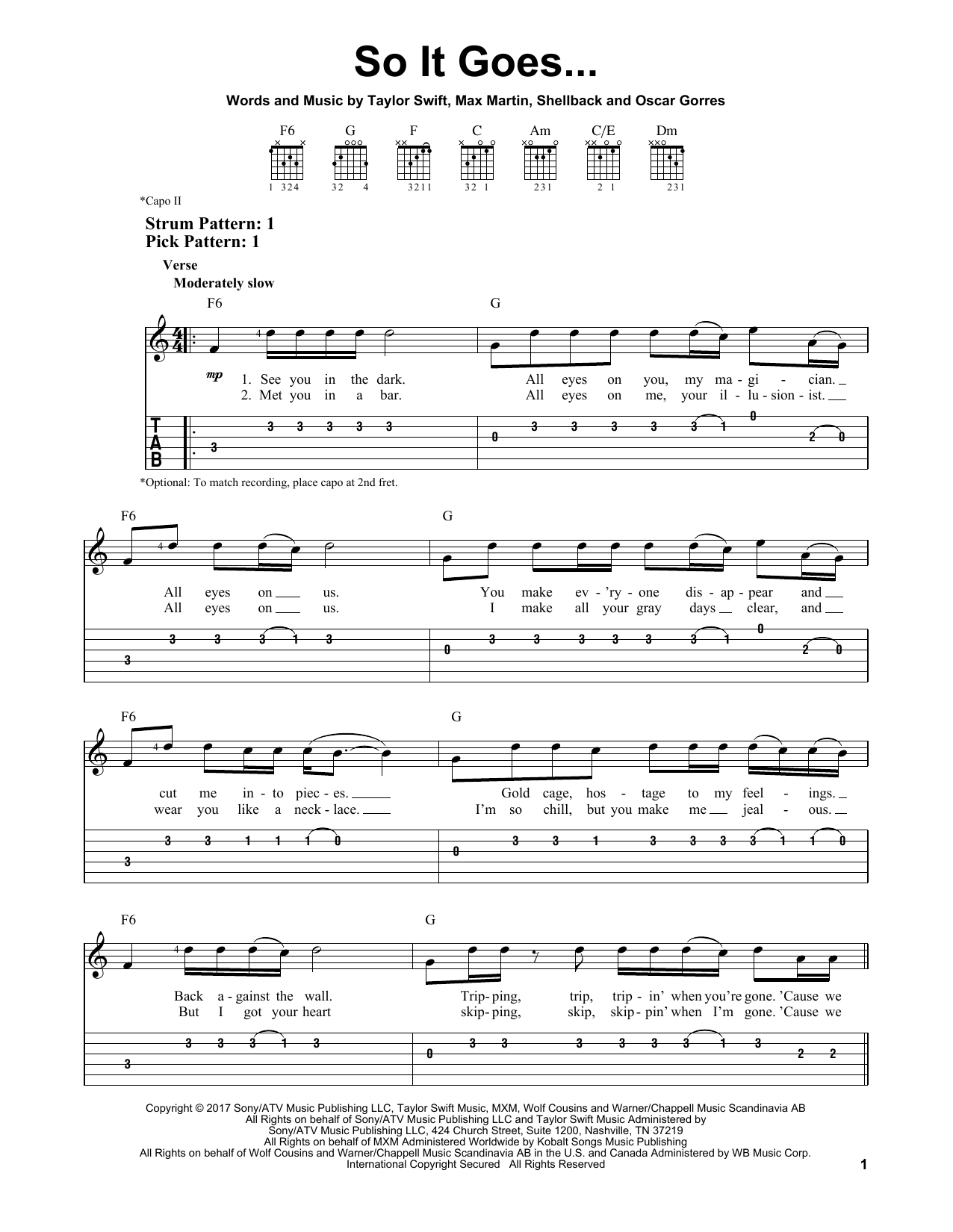 Download Taylor Swift So It Goes... Sheet Music