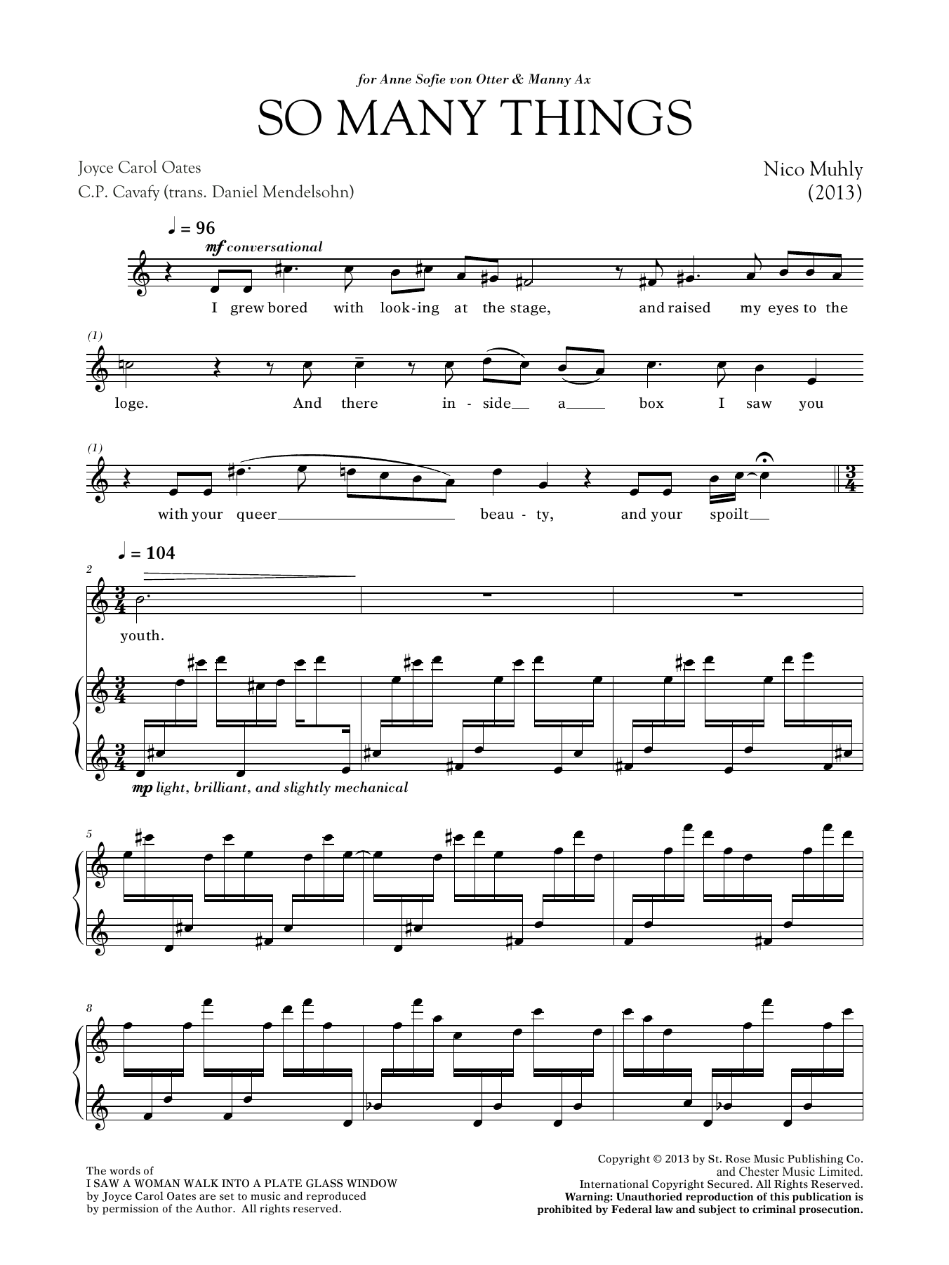 Download Nico Muhly So Many Things Sheet Music