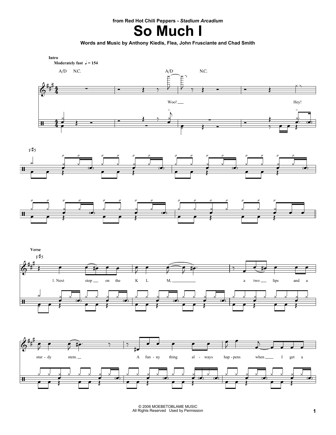 Download Red Hot Chili Peppers So Much I Sheet Music