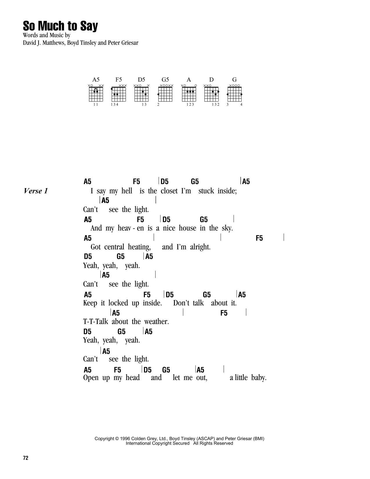 Download Dave Matthews Band So Much To Say Sheet Music