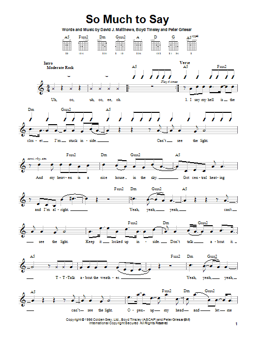 Download Dave Matthews Band So Much To Say Sheet Music