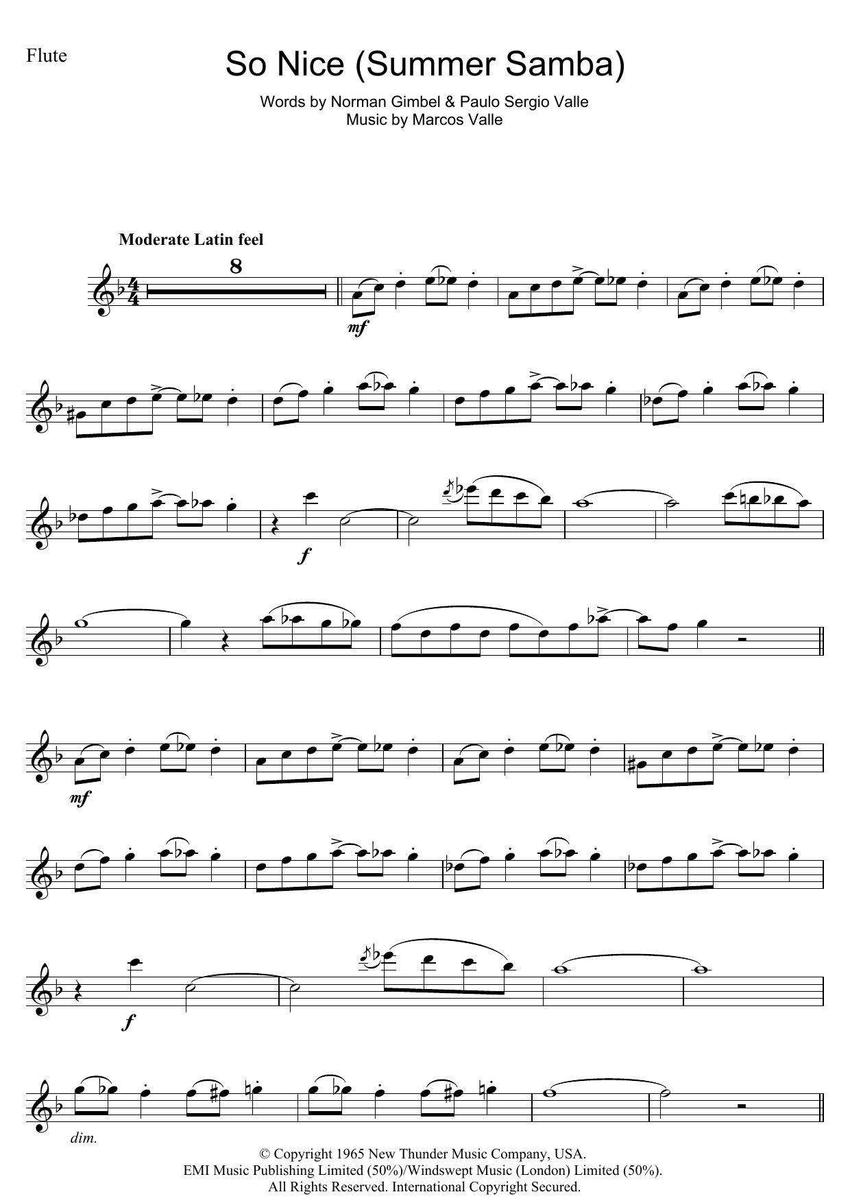 Download Astrud Gilberto So Nice (Summer Samba) Sheet Music