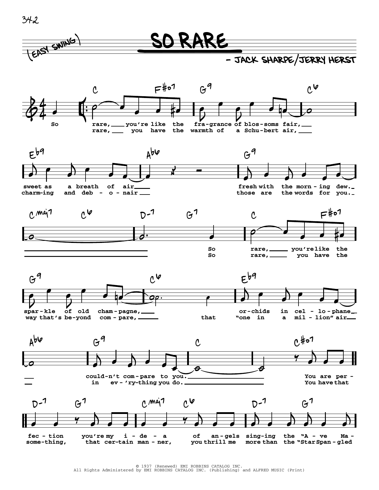 Download Jimmy Dorsey So Rare (High Voice) Sheet Music