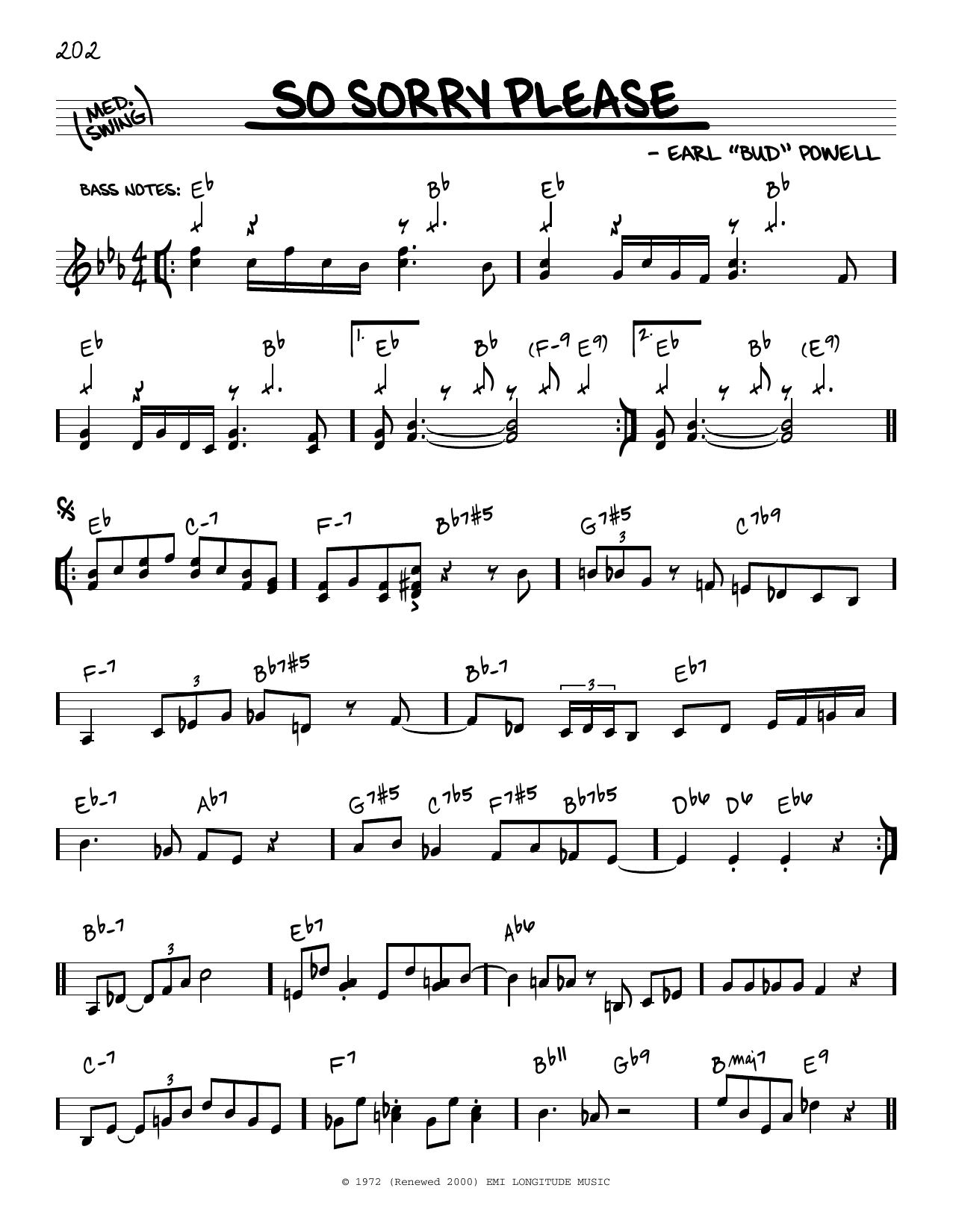Download Bud Powell So Sorry Please Sheet Music