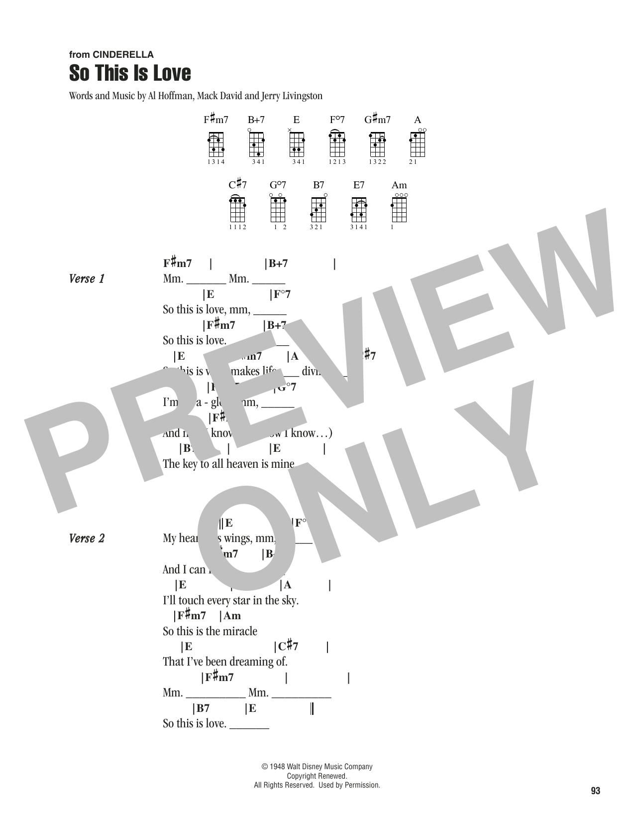 Mack David, Al Hoffman and Jerry Livingston So This Is Love (from Cinderella) sheet music notes printable PDF score