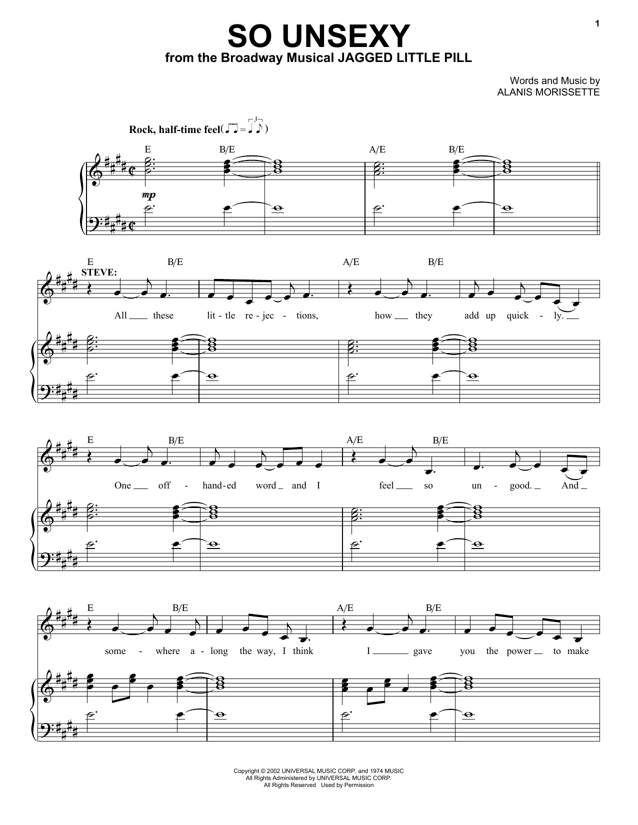Download Alanis Morissette So Unsexy (from Jagged Little Pill The Sheet Music