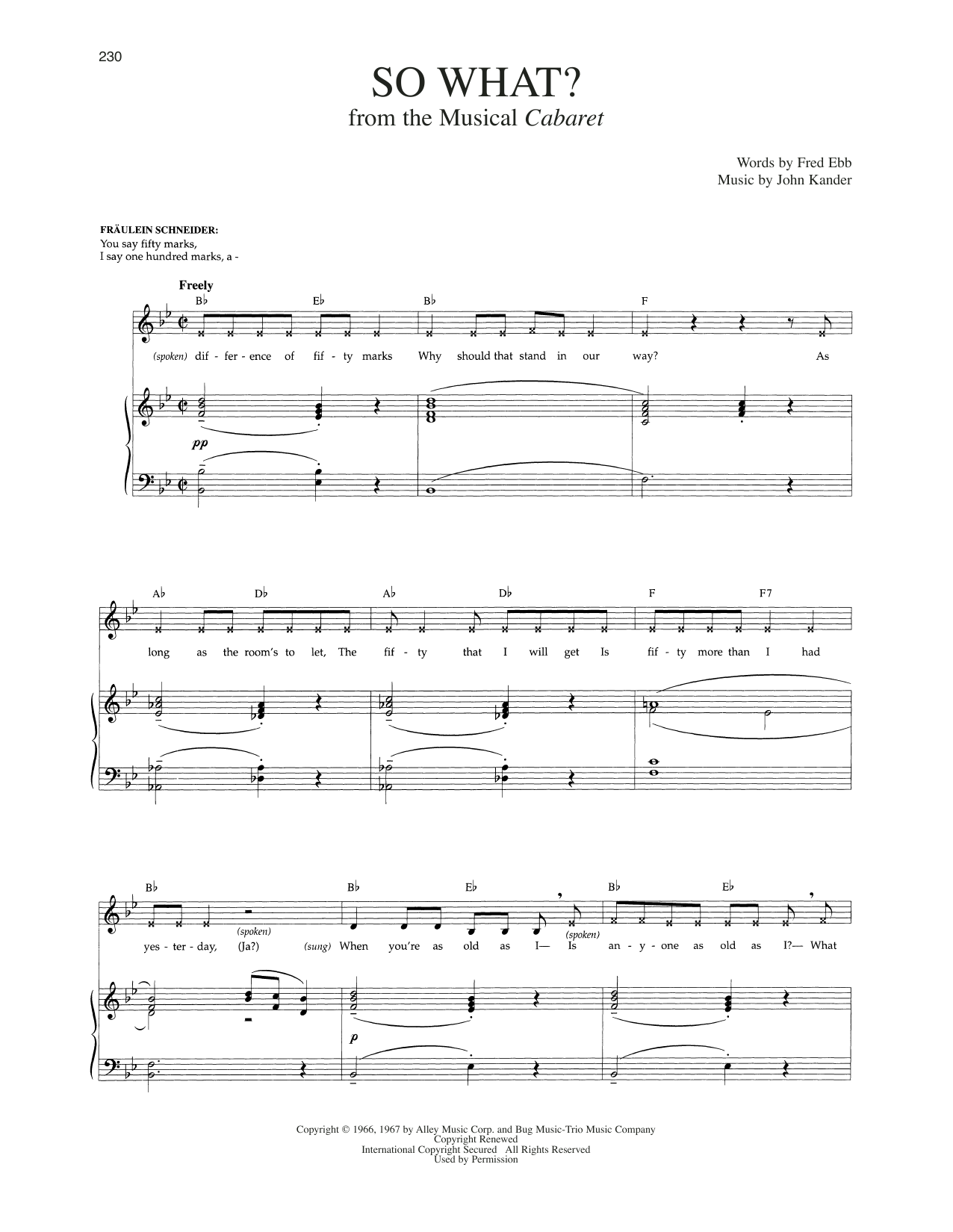 Download Kander & Ebb So What? (from Cabaret) Sheet Music