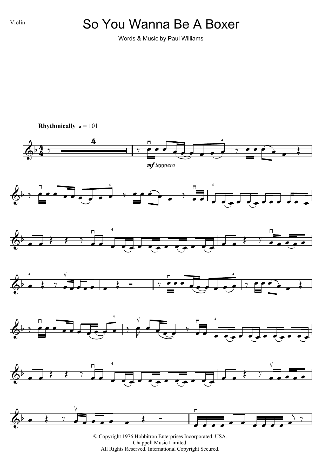 Download Paul Williams So You Wanna Be A Boxer (from Bugsy Mal Sheet Music