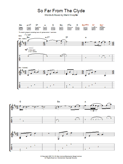 Download Mark Knopfler So Far From The Clyde Sheet Music