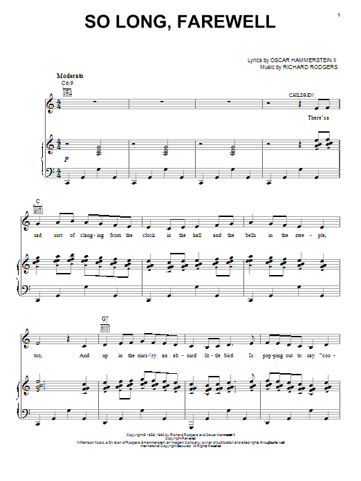 Rodgers & Hammerstein So Long, Farewell sheet music notes printable PDF score