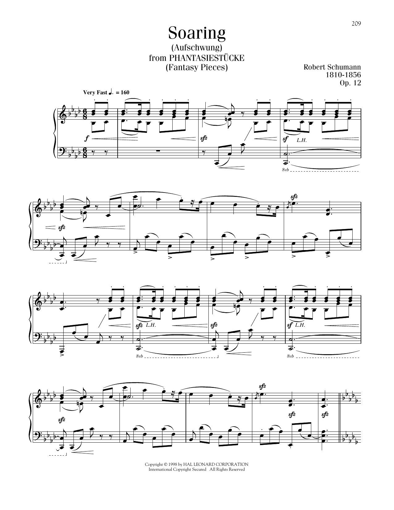 Robert Schumann Soaring (Aufschwung), Op. 12, No. 2 sheet music notes printable PDF score