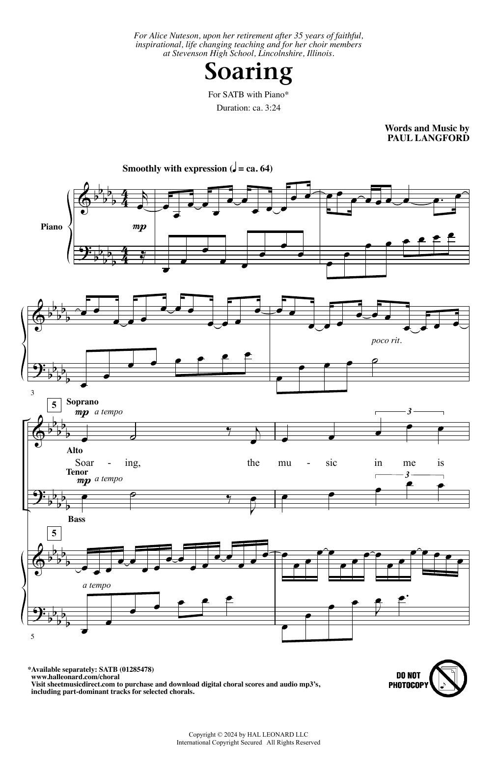 Paul Langford Soaring sheet music notes printable PDF score