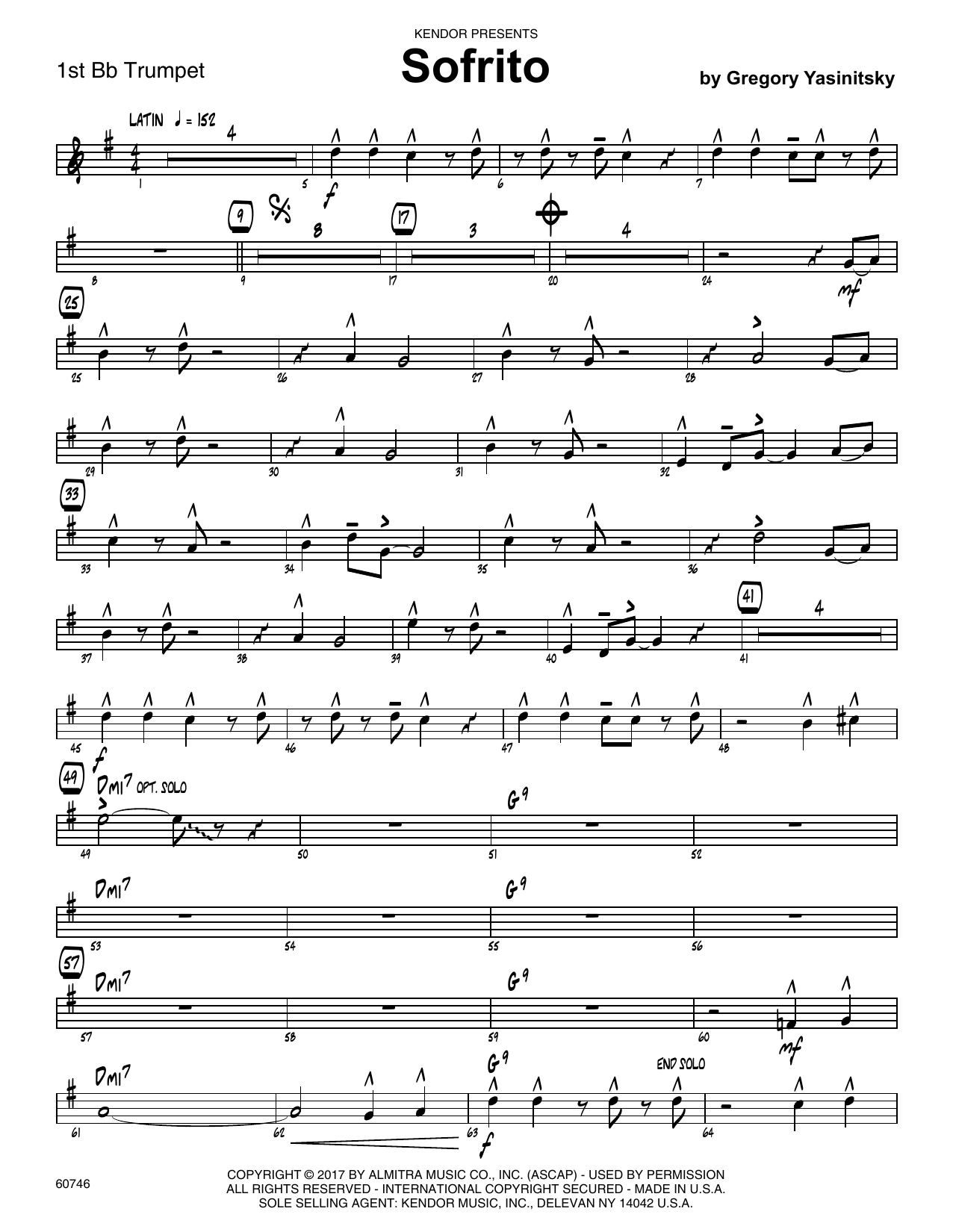 Download Gregory Yasinitsky Sofrito - 1st Bb Trumpet Sheet Music